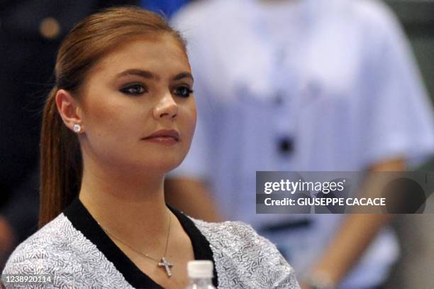 Russian former gymnast Alina Kabaeva attends the senior event at European Championships in Rhythmic Gymnastics in Turin on June 6, 2008. AFP PHOTO /...