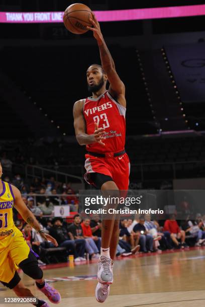 Terrance Ferguson of the Rio Grande Valley Vipers passes the ball against the South Bay Lakers during an NBA G-League game on March 3, 2022 at the...
