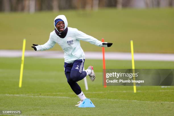 Nampalys Mendy of Leicester City during the Leicester City training session at Leicester City Training Ground, Seagrave on March 04th, 2022 in...