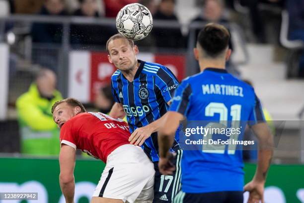 Dani de Wit of AZ Alkmaar and Daley Blind of AFC Ajax looks on during the KNVB Cup semi final match between AZ Alkmaar and Ajax Amsterdam at AFAS...