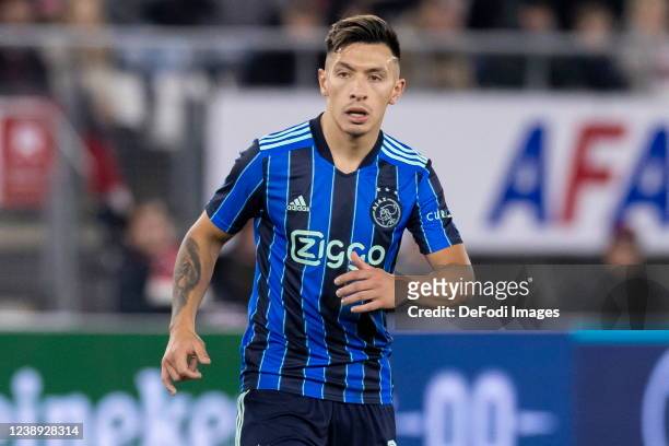 Lisandro Martinez of AFC Ajax looks on during the KNVB Cup semi final match between AZ Alkmaar and Ajax Amsterdam at AFAS Stadion on March 3, 2022 in...
