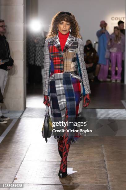 Model walks the runway during the Marine Serre Womenswear Fall/Winter 2022-2023 show as part of Paris Fashion Week on March 4, 2022 in Paris, France.