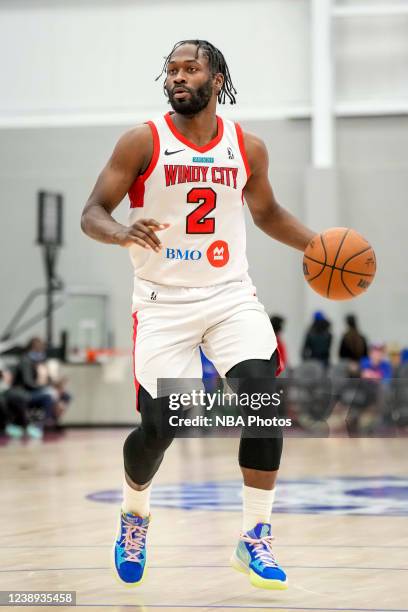 Jeremy Pargo of the Windy City Bulls handles the ball against the Motor City Cruise during the third quarter of the game on March 4, 2022 in Detroit,...