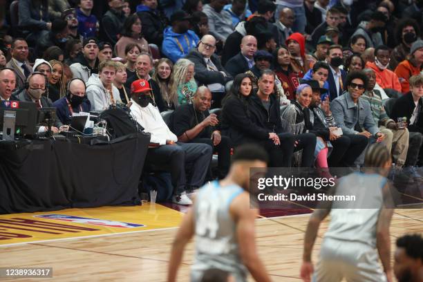 Comedian, Dave Chappelle, Vanessa Bryant, General Manager Rob Pelinka of the Los Angeles Lakers and Ludacris attend the 2022 NBA All-Star Game as...