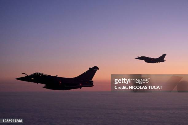 Rafale jet fighters of the French Air Force patrol the airspace over Poland on March 4 as part of Nato's surveillance system conducted in...
