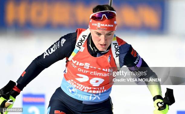 Denise Herrmann of Germany competes during the Women's Sprint 7,5km competition of the IBU World Cup Biathlon event in Kontiolahti, Finland on March...