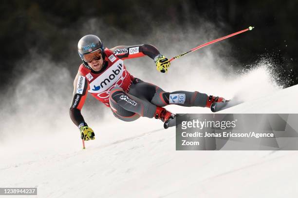 Aleksander Aamodt Kilde of Team Norway competes during the Audi FIS Alpine Ski World Cup Men's Downhill on March 5, 2022 in Kvitfjell Norway.