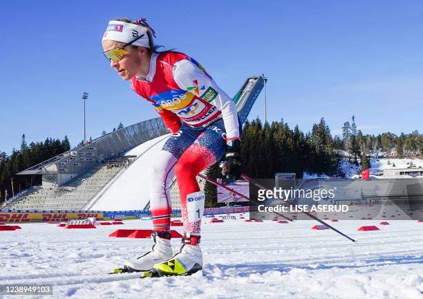 Norway's Therese Johaug competes in the women's 30 km classic joint start of the Cross Country World Cup in Holmenkollen, Norway, on March 5, 2022. -...