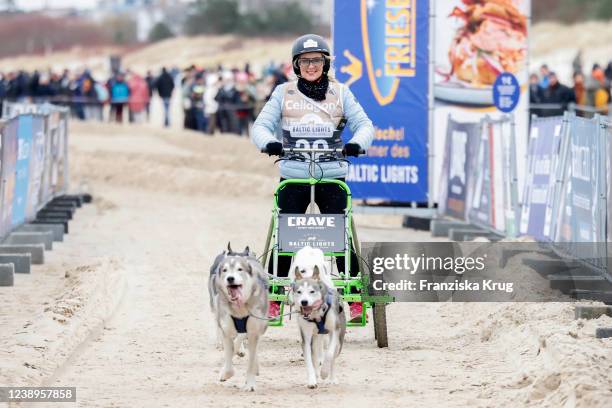 Anja Petzold during the sled dog race as part of the "Baltic Lights" charity event on March 5, 2022 in Heringsdorf, Germany. The annual event hosted...