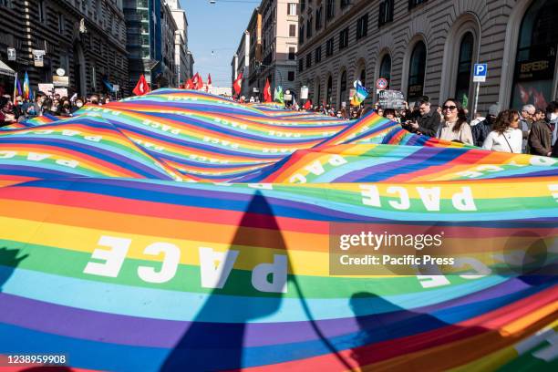 Thousands of people demonstrated from Piazza della Repubblica to Piazza San Govanni to protest against Russian President Vladimir Putin and the...