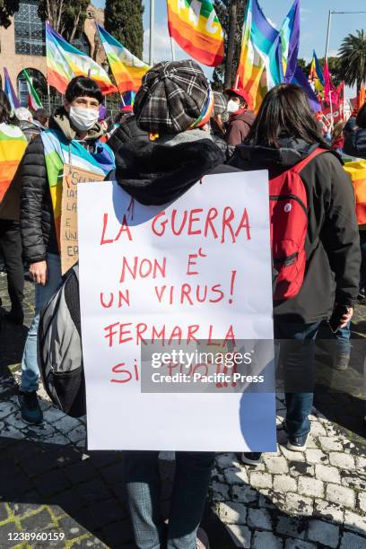 Thousands of people demonstrated from Piazza della Repubblica to Piazza San Govanni to protest against Russian President Vladimir Putin and the...