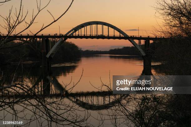 The Edmund Pettus Bridge is pictured days before the 57th anniversary of 'Bloody Sunday', in Selma, Alabama on March 5, 2022. - On "Bloody Sunday,"...