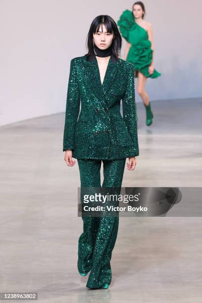 Model walks the runway during the Elie Saab Womenswear Fall/Winter 2022-2023 show as part of Paris Fashion Week on March 5, 2022 in Paris, France.