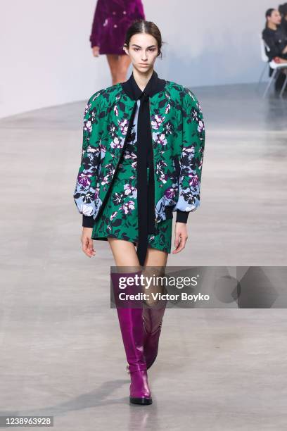 Model walks the runway during the Elie Saab Womenswear Fall/Winter 2022-2023 show as part of Paris Fashion Week on March 5, 2022 in Paris, France.