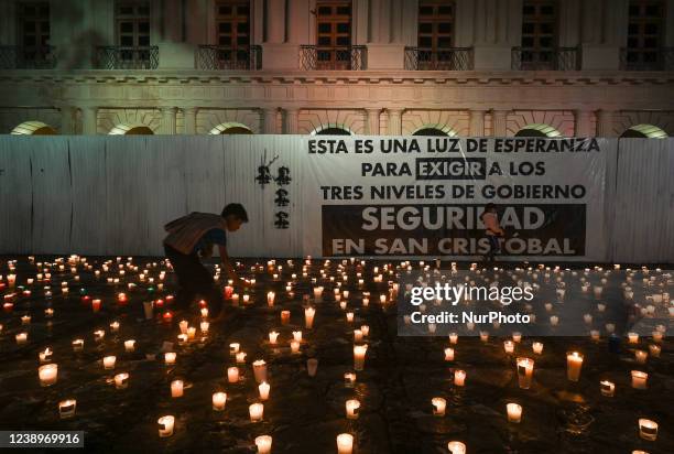 Candlelight vigil at the March 31 Square following the national meeting of journalists against violence against journalists in Mexico, in San...