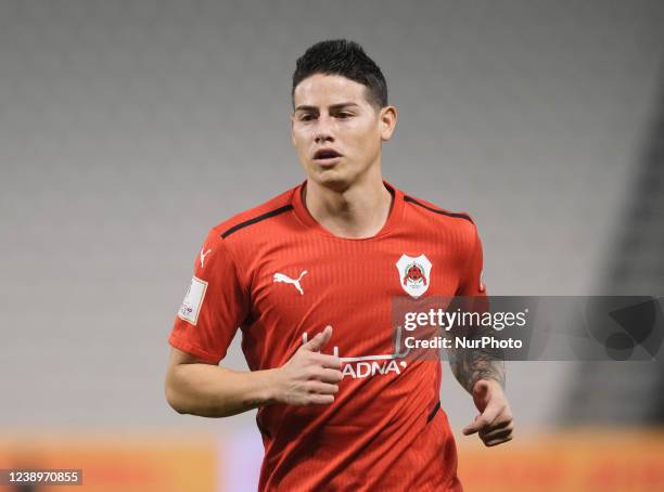 James Rodriguez of Al Rayyan reacts during the Amir Cup quarter final between Al Rayyan and Al Wakrah at the Jassim Bin Hamad Stadium in Doha, Qatar...