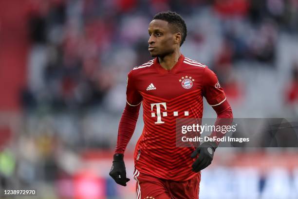 Bouna Sarr of Bayern Muenchen looks on during the Bundesliga match between FC Bayern München and Bayer 04 Leverkusen at Allianz Arena on March 5,...