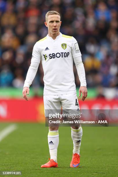Adam Forshaw of Leeds United during the Premier League match between Leicester City and Leeds United at The King Power Stadium on March 5, 2022 in...
