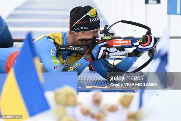 Quentin Fillon Maillet of France competes during the Men's Pursuit 12,5km competition of the IBU World Cup Biathlon event in Kontiolahti, Finland on...