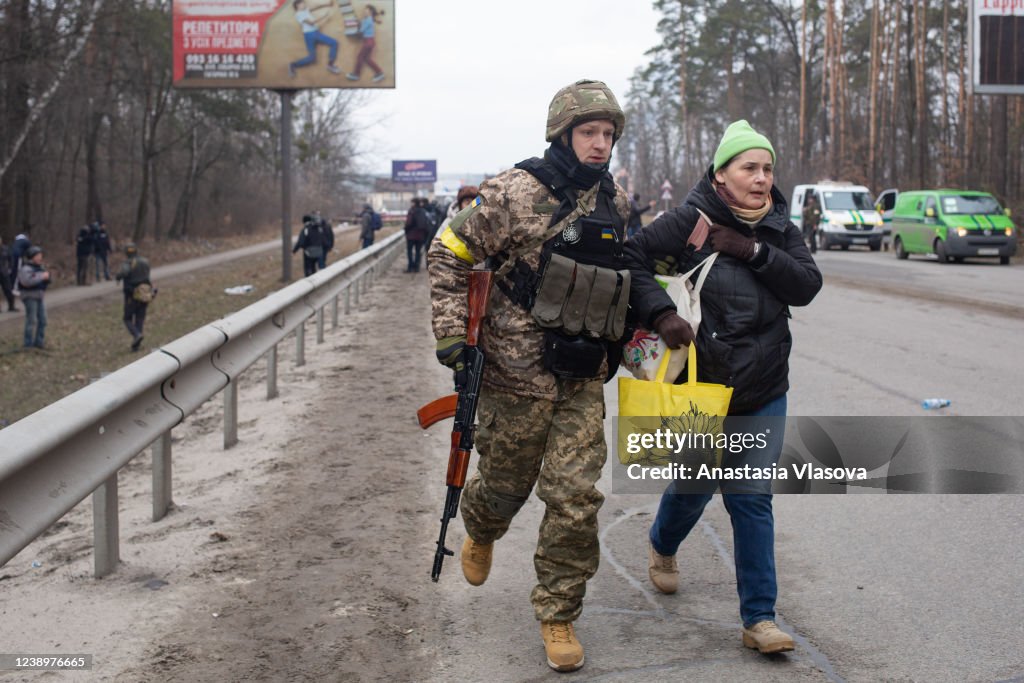 Russian Shells Fall On Evacuation Route From Irpin Toward Kyiv