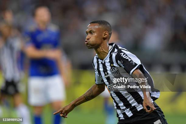 Ademir of Atletico Mineiro celebrates after scoring the second goal of his team during a match between Atletico MG and Cruzeiro as part of Campeonato...