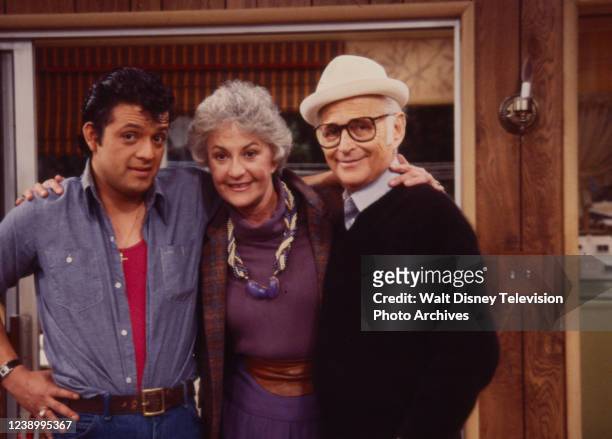 Los Angeles, CA Paul Rodruguez, Bea Arthur, Norman Lear, behind the scenes, making of the ABC tv series 'AKA Pablo'.