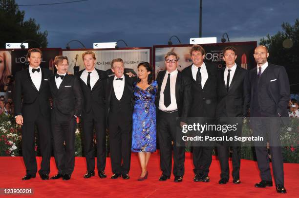 Actors Colin Firth, Gary Oldman, Benedict Cumberbatch, John Hurt, producer Robyn Slovo, director Tomas Alfredson, producer Tim Bevan, writer Peter...