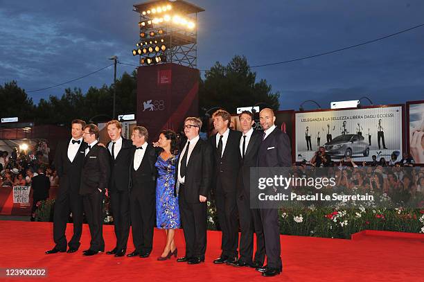 Actors Colin Firth, Gary Oldman, Benedict Cumberbatch, John Hurt, producer Robyn Slovo, director Tomas Alfredson, producer Tim Bevan, writer Peter...