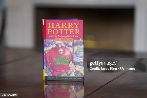 Pristine first edition hardback of JK Rowling's Harry Potter and the Philosopher's Stone, one of only 500 produced in the first print run in 1997, on...