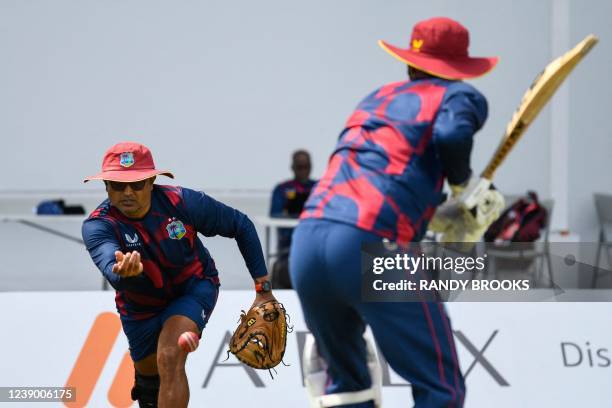 Batting coach Monty Desai of West Indies takes part in a training session one day ahead of the 1st Test between West Indies and England at Vivian...