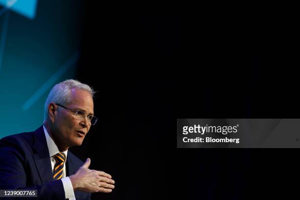 Darren Woods, chairman and chief executive officer of Exxon Mobil Corp., speaks during the 2022 CERAWeek by S&P Global conference in Houston, Texas,...