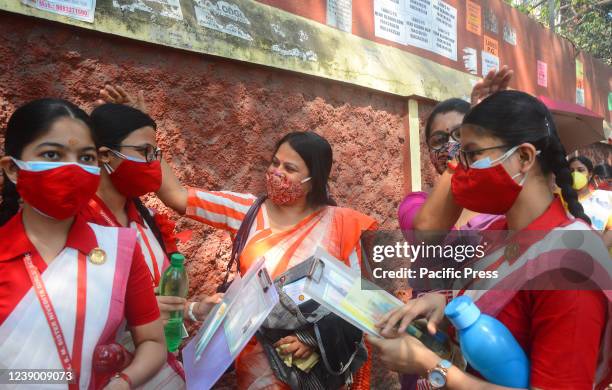 Mother blesses her daughter before going to Madhyamik examination. The West Bengal Board of Secondary Education starts today after a 2 years gap due...