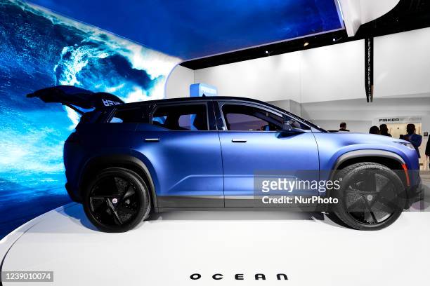 The Fisker Ocean, the new all electric SUV from the American automaker, exhibited at Mobile World Congress the biggest trade show of the sector...