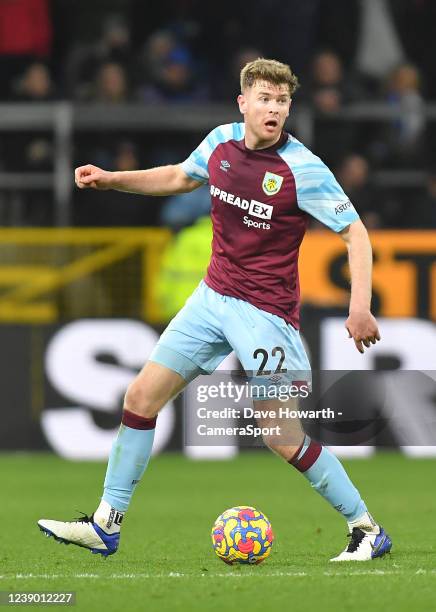 Burnley's Nathan Collins during the Premier League match between Burnley and Leicester City at Turf Moor on March 1, 2022 in Burnley, United Kingdom.