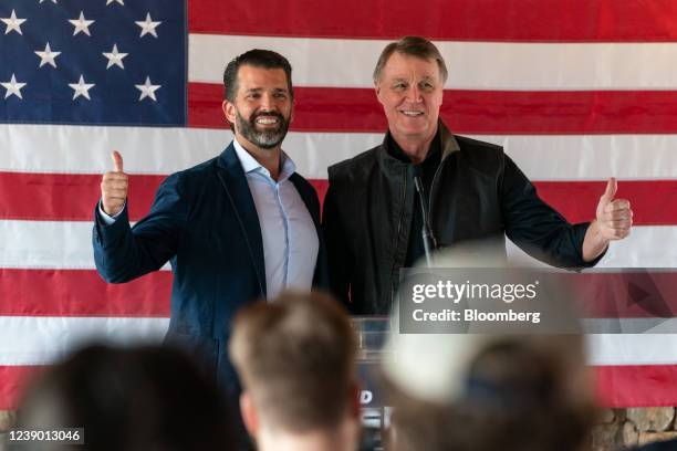 David Perdue, Republican gubernatorial candidate for Georgia, right, and Donald Trump Jr., executive vice president of development and acquisitions...