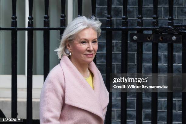 Secretary of State for Digital, Culture, Media and Sport Nadine Dorries arrives in Downing Street in central London to attend Cabinet meeting on...