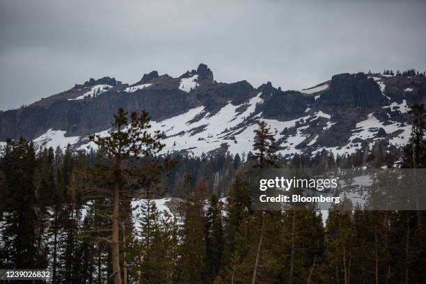 Barren Castle Peak, a popular backcountry skiing destination, at the top of Donner Summit in Soda Springs, California, U.S., on Thursday, March 3,...