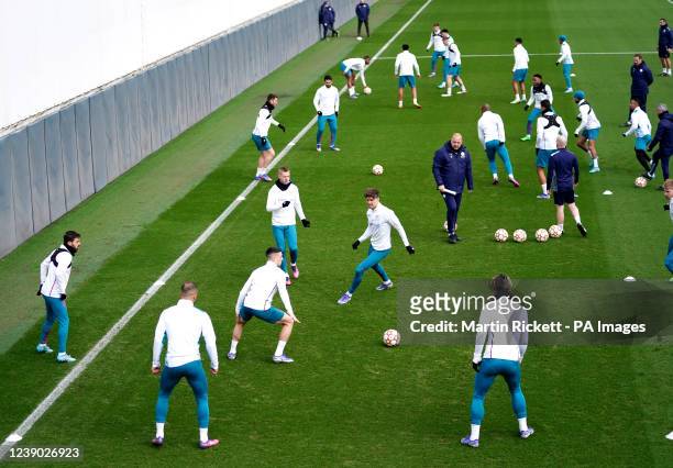 Manchester City players during a training session at the City Football Academy, Manchester. Picture date: Tuesday March 8, 2022.