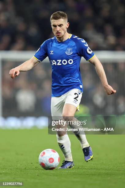 Jonjoe Kenny of Everton during the Premier League match between Tottenham Hotspur and Everton at Tottenham Hotspur Stadium on March 7, 2022 in...