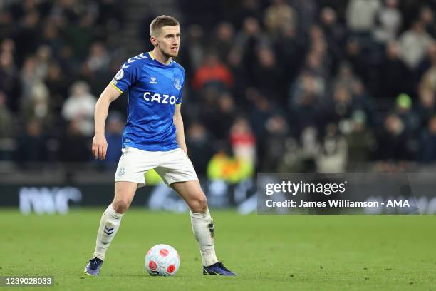 Jonjoe Kenny of Everton during the Premier League match between Tottenham Hotspur and Everton at Tottenham Hotspur Stadium on March 7, 2022 in...