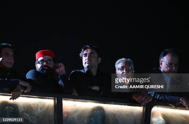 Chairman of the Pakistan Peoples Party Bilawal Bhutto Zardari leads an anti-government rally in Islamabad on March 8, 2022 as opposition submitting...
