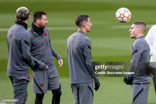 Mauro Icardi of Paris Saint Germain, Angel Di Maria of Paris Saint Germain, Lionel Messi of Paris Saint Germain, Marco Verratti of Paris Saint...