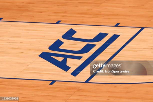 General view of the ACC logo during the first half of the ACC Tournament college basketball game between the Pittsburgh Panthers and the Boston...