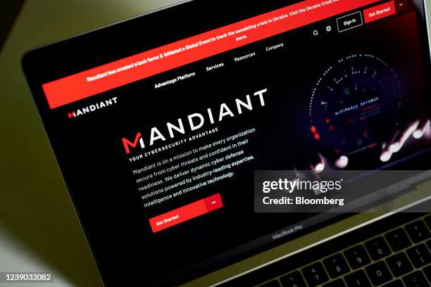 The Mandiant website on a laptop computer arranged in the Brooklyn borough of New York, U.S., on Tuesday, March 8, 2022. Google agreed to acquire...