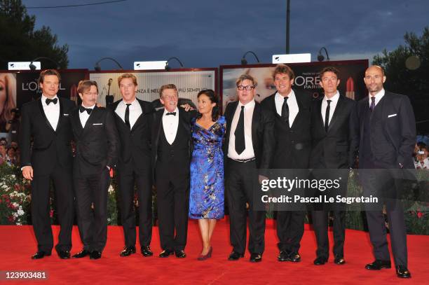 Actors Colin Firth, Gary Oldman, Benedict Cumberbatch, John Hurt, producer Robyn Slovo, director Tomas Alfredson, producer Tim Bevan, writer Peter...