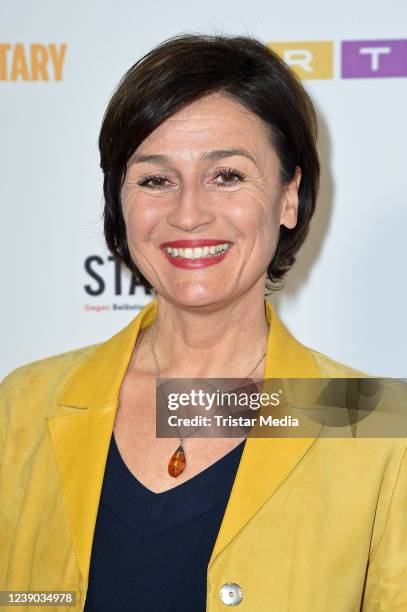 Sandra Maischberger attends the "A Women's Story" by Natalia Wörner premiere at Astor Film Lounge on March 8, 2022 in Berlin, Germany.