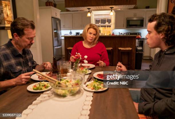 She's a Good Friend" Episode 101 -- Pictured: Sean Bridgers as Mark Hupp, Renée Zellweger as Pam Hupp, Drew Sheid as Travis Hupp --