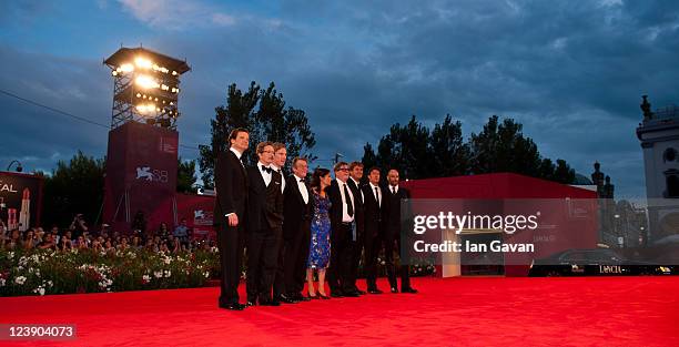 Actors Colin Firth, Gary Oldman, Benedict Cumberbatch, John Hurt, producer Robyn Slovo, director Tomas Alfredson, producer Tim Bevan, writer Peter...