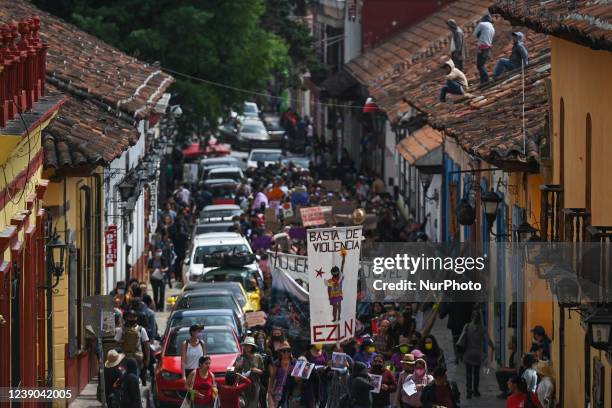 Hundreds of women marched through San Cristobal de las Casas center on International Women's Day, demanding an end to feminicide and other...