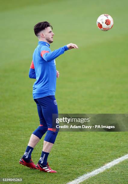 West Ham United's Declan Rice during a training session at the Rush Green training ground, London. Picture date: Wednesday March 9, 2022.